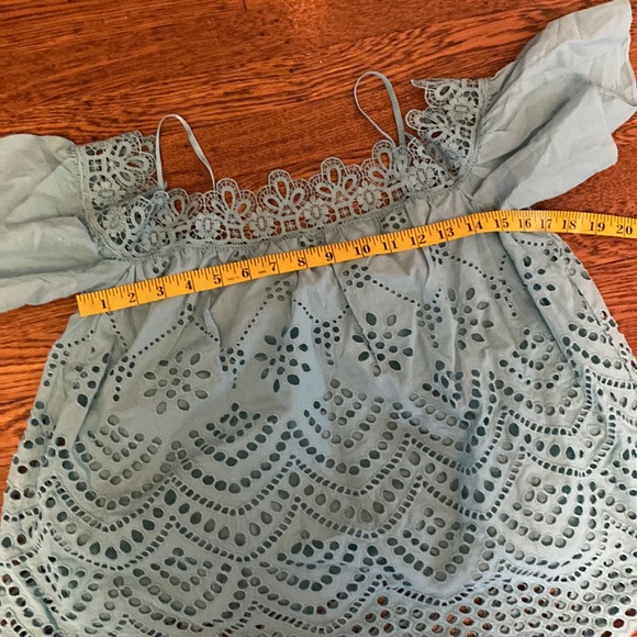 NWOT Venus Sz 6 Blue Lace Detail Off the Shoulder Adjustable Strap Short Sleeve - Picture 7 of 11